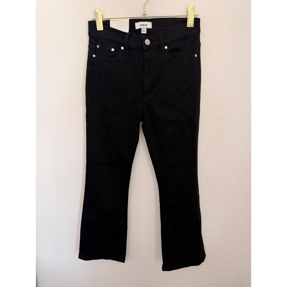 Jason Wu Bardot Black High Rise Cropped Boot Cut Jeans Size 6/27 NWT